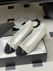 Colestore Chanel Ballerina Shoes Tweed White & Black - 2