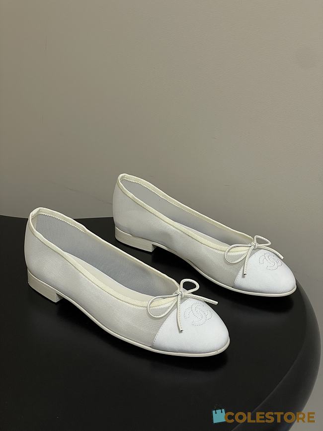 Colestore Chanel Ballet flats Mesh & Grosgrain White - 1