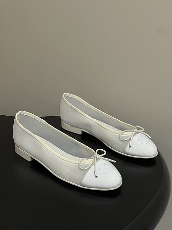 Colestore Chanel Ballet flats Mesh & Grosgrain White