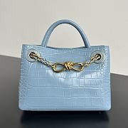 Colestore Bottega Veneta Andiamo Mini Top Handle Bag In Crocodile-Embossed Leather Light Blue 22x9x15.5cm - 1