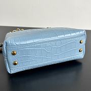 Colestore Bottega Veneta Andiamo Mini Top Handle Bag In Crocodile-Embossed Leather Light Blue 22x9x15.5cm - 2