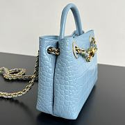 Colestore Bottega Veneta Andiamo Mini Top Handle Bag In Crocodile-Embossed Leather Light Blue 22x9x15.5cm - 3