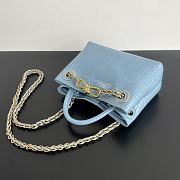 Colestore Bottega Veneta Andiamo Mini Top Handle Bag In Crocodile-Embossed Leather Light Blue 22x9x15.5cm - 4