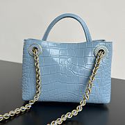 Colestore Bottega Veneta Andiamo Mini Top Handle Bag In Crocodile-Embossed Leather Light Blue 22x9x15.5cm - 5