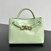Colestore Bottega Veneta Andiamo Mini Top Handle Bag In Crocodile-Embossed Leather Light Green 22x9x15.5cm - 1