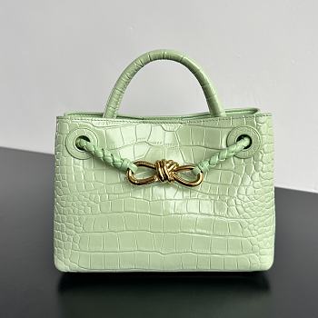 Colestore Bottega Veneta Andiamo Mini Top Handle Bag In Crocodile-Embossed Leather Light Green 22x9x15.5cm