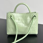 Colestore Bottega Veneta Andiamo Mini Top Handle Bag In Crocodile-Embossed Leather Light Green 22x9x15.5cm - 3
