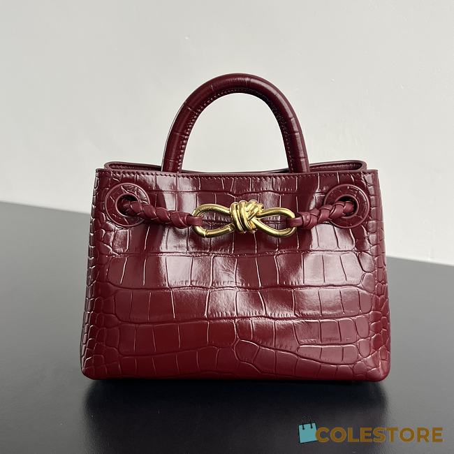 Colestore Bottega Veneta Andiamo Mini Top Handle Bag In Crocodile-Embossed Leather Red - 1