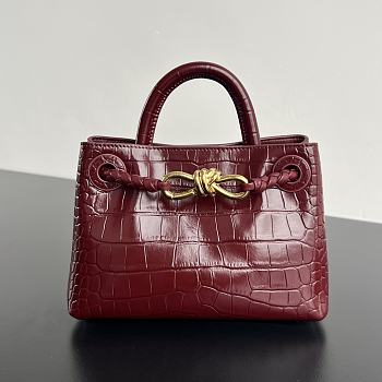 Colestore Bottega Veneta Andiamo Mini Top Handle Bag In Crocodile-Embossed Leather Red