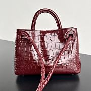 Colestore Bottega Veneta Andiamo Mini Top Handle Bag In Crocodile-Embossed Leather Red - 2