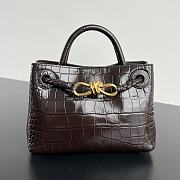 Colestore Bottega Veneta Andiamo Mini Top Handle Bag In Crocodile-Embossed Leather Dark Brown 22x9x15.5cm - 1