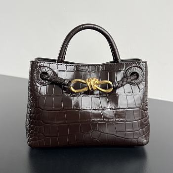 Colestore Bottega Veneta Andiamo Mini Top Handle Bag In Crocodile-Embossed Leather Dark Brown 22x9x15.5cm
