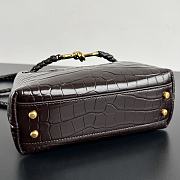 Colestore Bottega Veneta Andiamo Mini Top Handle Bag In Crocodile-Embossed Leather Dark Brown 22x9x15.5cm - 5