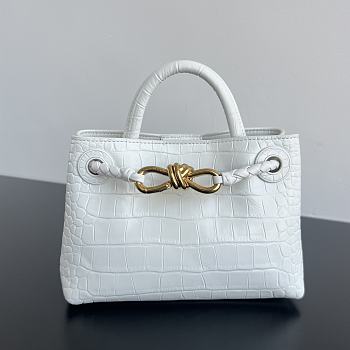 Colestore Bottega Veneta Andiamo Mini Top Handle Bag In Crocodile-Embossed Leather White 22x9x15.5cm