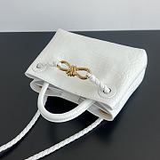 Colestore Bottega Veneta Andiamo Mini Top Handle Bag In Crocodile-Embossed Leather White 22x9x15.5cm - 5