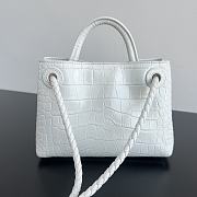 Colestore Bottega Veneta Andiamo Mini Top Handle Bag In Crocodile-Embossed Leather White 22x9x15.5cm - 2