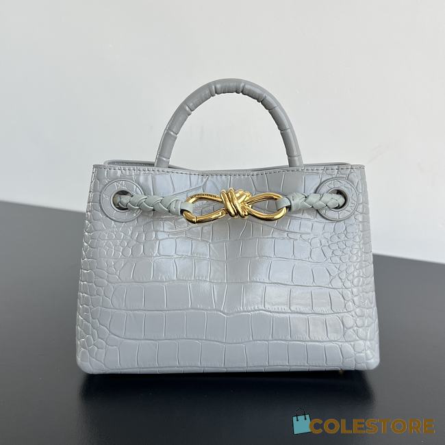 	 Colestore Bottega Veneta Andiamo Mini Top Handle Bag In Crocodile-Embossed Leather Gray 22x9x15.5cm - 1