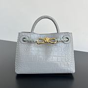 	 Colestore Bottega Veneta Andiamo Mini Top Handle Bag In Crocodile-Embossed Leather Gray 22x9x15.5cm - 1