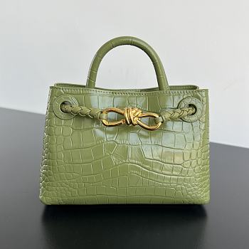 	 Colestore Bottega Veneta Andiamo Mini Top Handle Bag In Crocodile-Embossed Leather Green 22x9x15.5cm