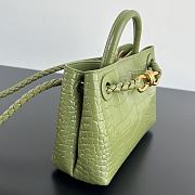 	 Colestore Bottega Veneta Andiamo Mini Top Handle Bag In Crocodile-Embossed Leather Green 22x9x15.5cm - 5