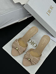 Colestore Dior Adiorable Heeled Mule Gold-Tone Fringed Laminated Grosgrain - 1