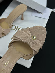 Colestore Dior Adiorable Heeled Mule Gold-Tone Fringed Laminated Grosgrain - 6