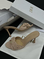 Colestore Dior Adiorable Heeled Mule Gold-Tone Fringed Laminated Grosgrain - 5