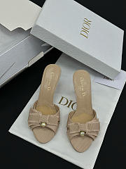 Colestore Dior Adiorable Heeled Mule Gold-Tone Fringed Laminated Grosgrain - 3