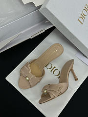 Colestore Dior Adiorable Heeled Mule Gold-Tone Fringed Laminated Grosgrain - 4