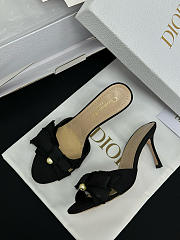 Colestore Dior Adiorable Heeled Mule Black Fringed Laminated Grosgrain - 6