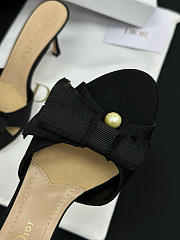 Colestore Dior Adiorable Heeled Mule Black Fringed Laminated Grosgrain - 5