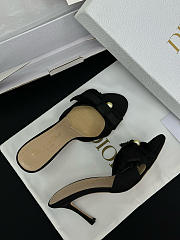 Colestore Dior Adiorable Heeled Mule Black Fringed Laminated Grosgrain - 4