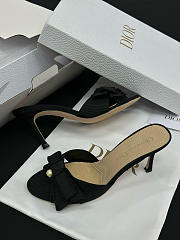 Colestore Dior Adiorable Heeled Mule Black Fringed Laminated Grosgrain - 3