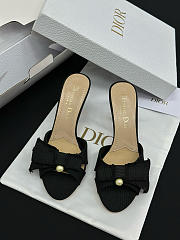 Colestore Dior Adiorable Heeled Mule Black Fringed Laminated Grosgrain - 2