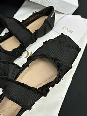 Colestore Dior Grosgrain Black Fringe Songe Ballet Flats - 5