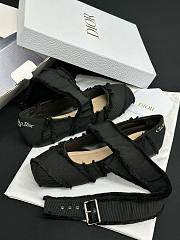 Colestore Dior Grosgrain Black Fringe Songe Ballet Flats - 6