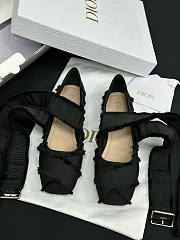 Colestore Dior Grosgrain Black Fringe Songe Ballet Flats - 3