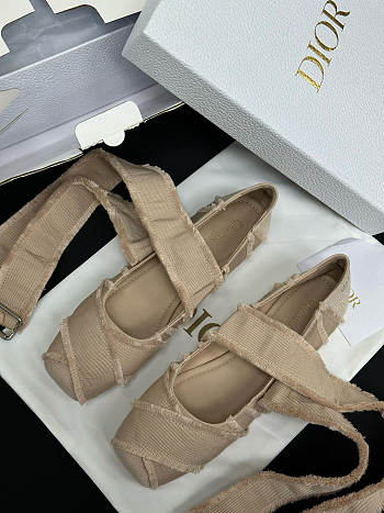 Colestore Dior Grosgrain Gold tone Fringe Songe Ballet Flats