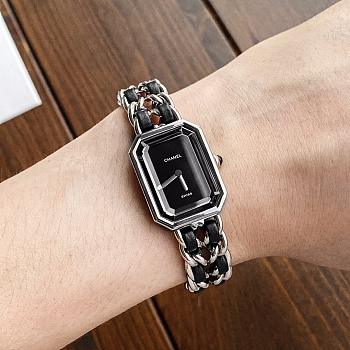 Colestore Chanel Première Iconic Chain Watch Steel and Black leather