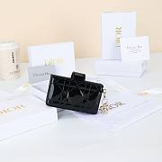 Colestore Dior Lady Dior Jasmine Card Holder Cannage Patent Calfskin Black 10.4×7×2cm - 6