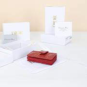 Colestore Dior Lady Dior Jasmine Card Holder Cannage Patent Calfskin Red 10.4×7×2cm - 6