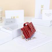 Colestore Dior Lady Dior Jasmine Card Holder Cannage Patent Calfskin Red 10.4×7×2cm - 4