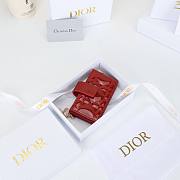 Colestore Dior Lady Dior Jasmine Card Holder Cannage Patent Calfskin Red 10.4×7×2cm - 2