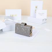 Colestore Dior Lady Dior Jasmine Card Holder Cannage Patent Calfskin Grey 10.4×7×2cm - 4