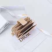 Colestore Dior Lady Dior Jasmine Card Holder Cannage Patent Calfskin Beige 10.4×7×2cm - 2