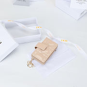 Colestore Dior Lady Dior Jasmine Card Holder Cannage Patent Calfskin Beige 10.4×7×2cm - 4