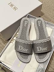 Colestore Dior Dentelle Slide Trianon Grey Dior Oblique Embroidered Cotton and White Lace - 5