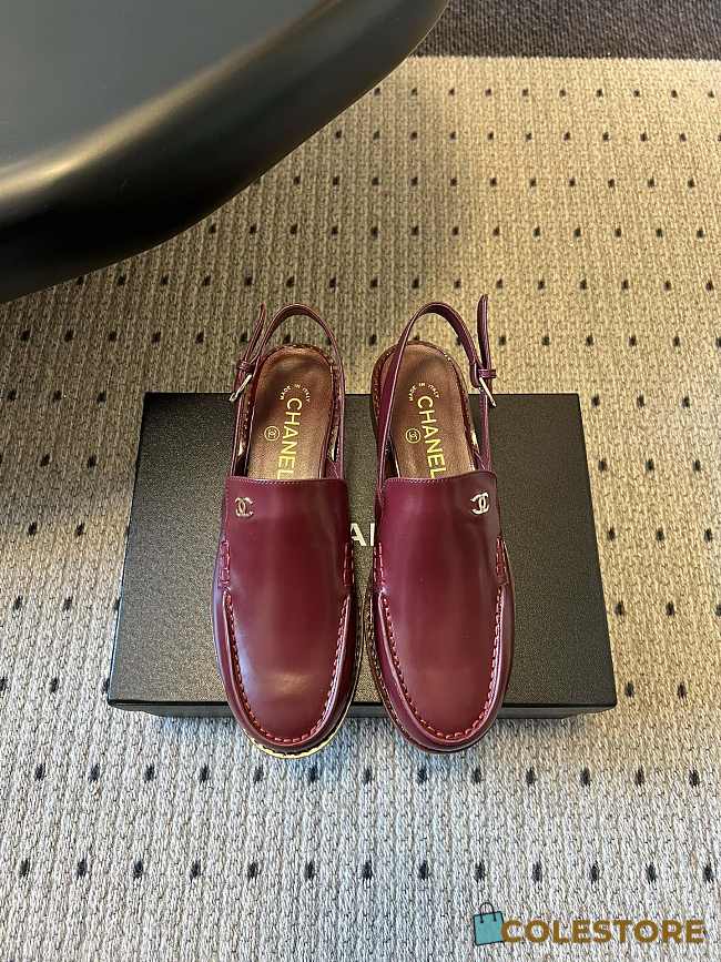 Colestore Chanel Slingbacks   Shiny Calfskin  Burgundy - 1
