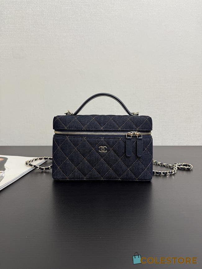 Colestore Chanel  Classic Vanity With Chain   Denim & Gold Metal  Dark Blue & Orange 17 x 19.5 x 5cm - 1
