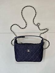 	 Colestore Chanel Classic Clutch With Chain Denim & Gold Metal Dark Blue & Orange 21 x 19x  6 cm - 1